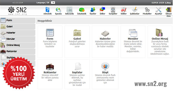 sn2 türkçe yönetim paneli
